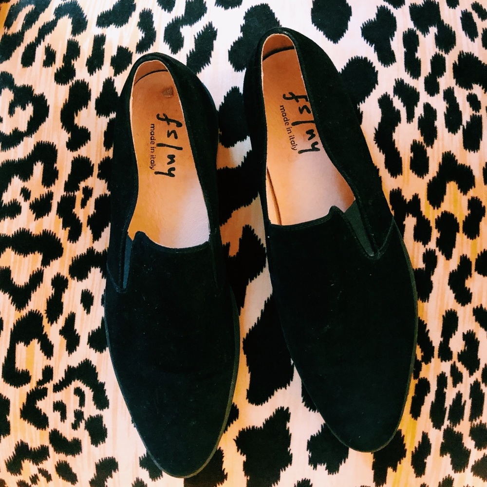 French Sole New York black suede slip-on sneakers